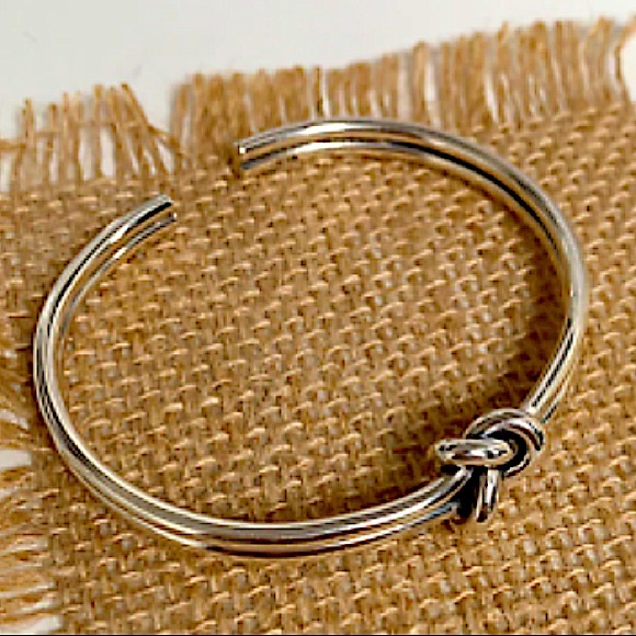 Knot Sterling Silver Bangle Cuff Bracelet - Picture 12 of 14
